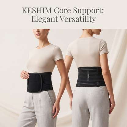 KESHIM Abdominal Belt with Extra Grip for Men & Women | Monofilament Elastic Abdominal Support Belt | Double Compression Waist Binder for Post-Surgery Recovery, Hernia Support & Lower Back Support | Black