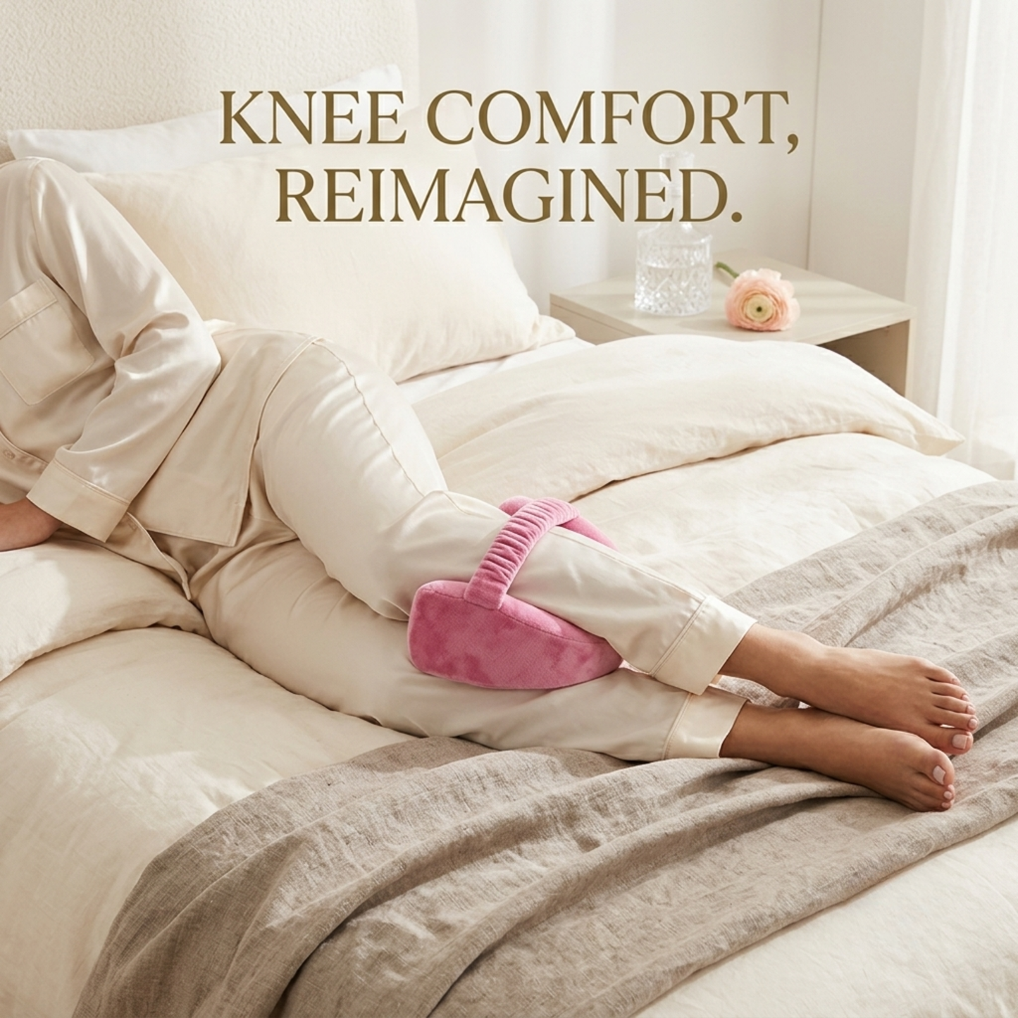 KESHIM Memory Foam Knee Support Pillow for Side Sleeping | Orthopedic Leg Spacer Cushion with Adjustable Strap | Premium Velvet Cover | Knee, Hip, Back & Sciatica Pain Relief | Sleeping Support Cushion