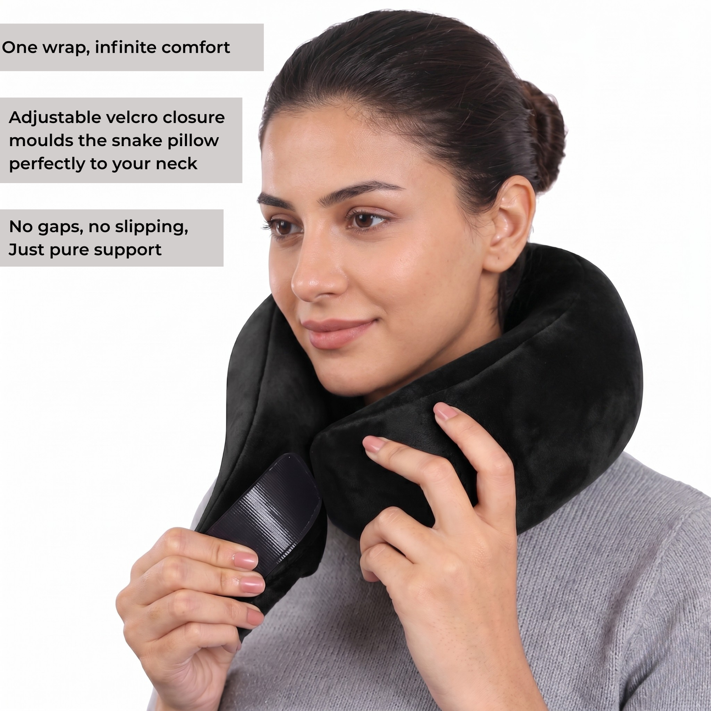 Keshim Memory Foam Travel Neck Pillow for Airplane, Car & Office | Premium Soft Velvet Fabric | Ergonomic 360° Neck Support | Portable Snake Shaped Travel Cushion for Adults and Kids.