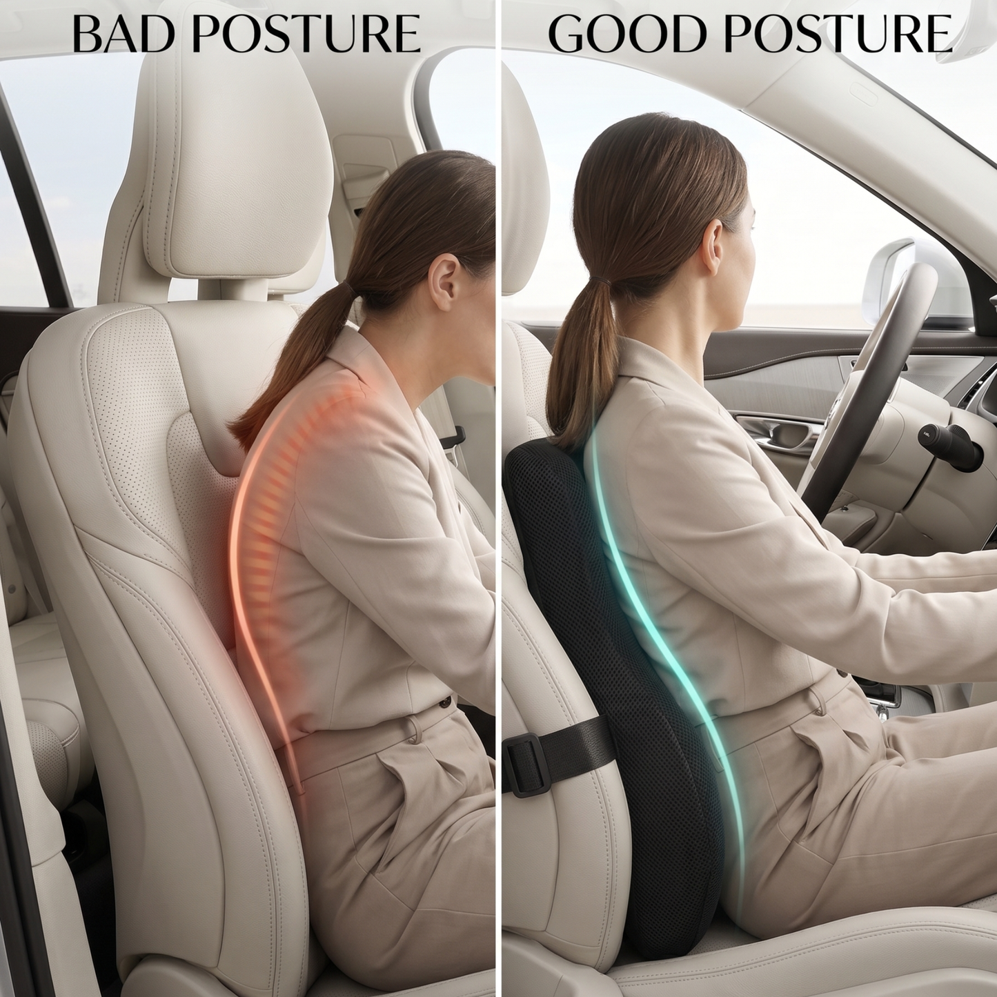 Keshim Memory Foam Lumbar Support Pillow for Office Chair, Car Seat & Gaming Chair – Ergonomic Lower Back Cushion with Premium Breathable Mesh Cover for Back Pain Relief & Posture Support