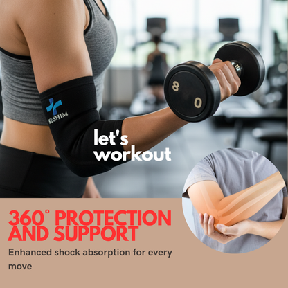 Keshim Elbow Support Sleeve for Men & Women | Premium Nylon Compression Elbow Cap for Tennis Elbow, Joint Pain, Gym, Sports & Daily Activities | Breathable Stretch Fabric (1 Pair)