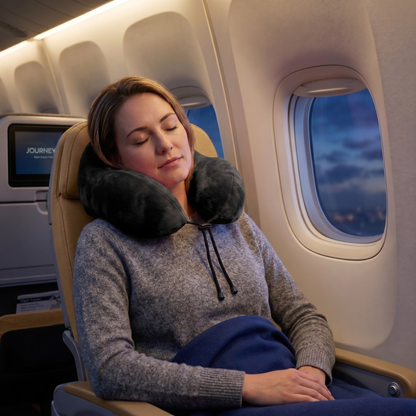 Keshim Memory Foam Travel Neck Pillow for Airplane, Car & Office | Multi-Hump Ergonomic U-Shaped Neck Support Cushion | Premium Velvet Fabric | Adjustable Strap | Soft & Comfortable Cervical Support