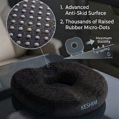 Keshim Donut Cut Seat Cushion for Tailbone Pain Relief | Premium Memory Foam Ring Cushion with Breathable Air Mesh Cover | Orthopedic Coccyx Support Pillow for Office Chair, Car Seat, Wheelchair