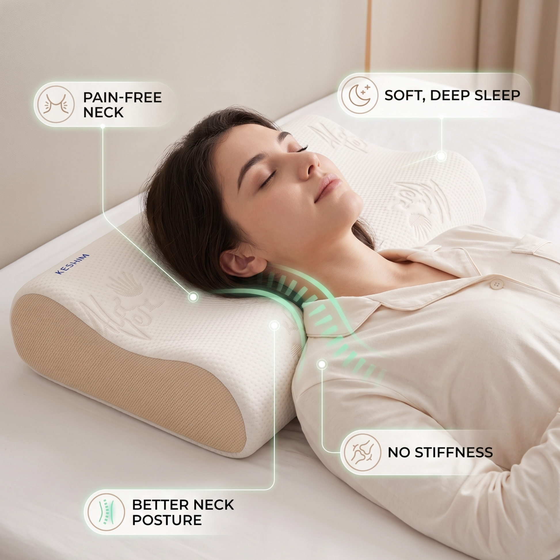 Keshim Contour Memory Foam Pillow – Neck Pain Relief | 3-Year Warranty - Image 7 - Keshim