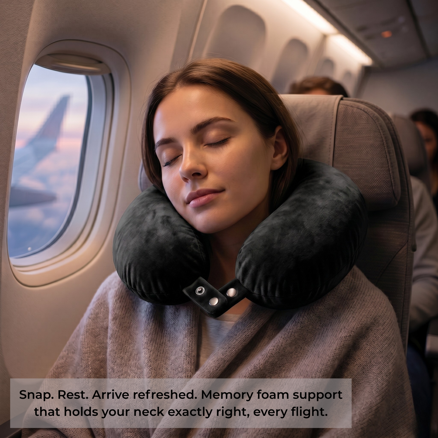 Keshim U-Shaped Memory Foam Travel Neck Pillow for Airplane, Car & Train Travel | Premium Soft Velvet Cover | Ergonomic Neck & Chin Support | Portable Neck Cushion for Adults