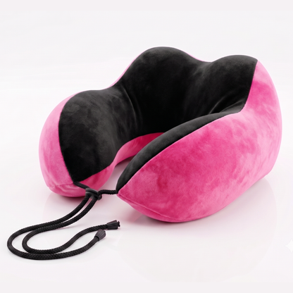 Keshim Memory Foam Travel Neck Pillow for Airplane, Car & Office | Multi-Hump Ergonomic U-Shaped Neck Support Cushion | Premium Velvet Fabric | Adjustable Strap | Soft & Comfortable Cervical Support