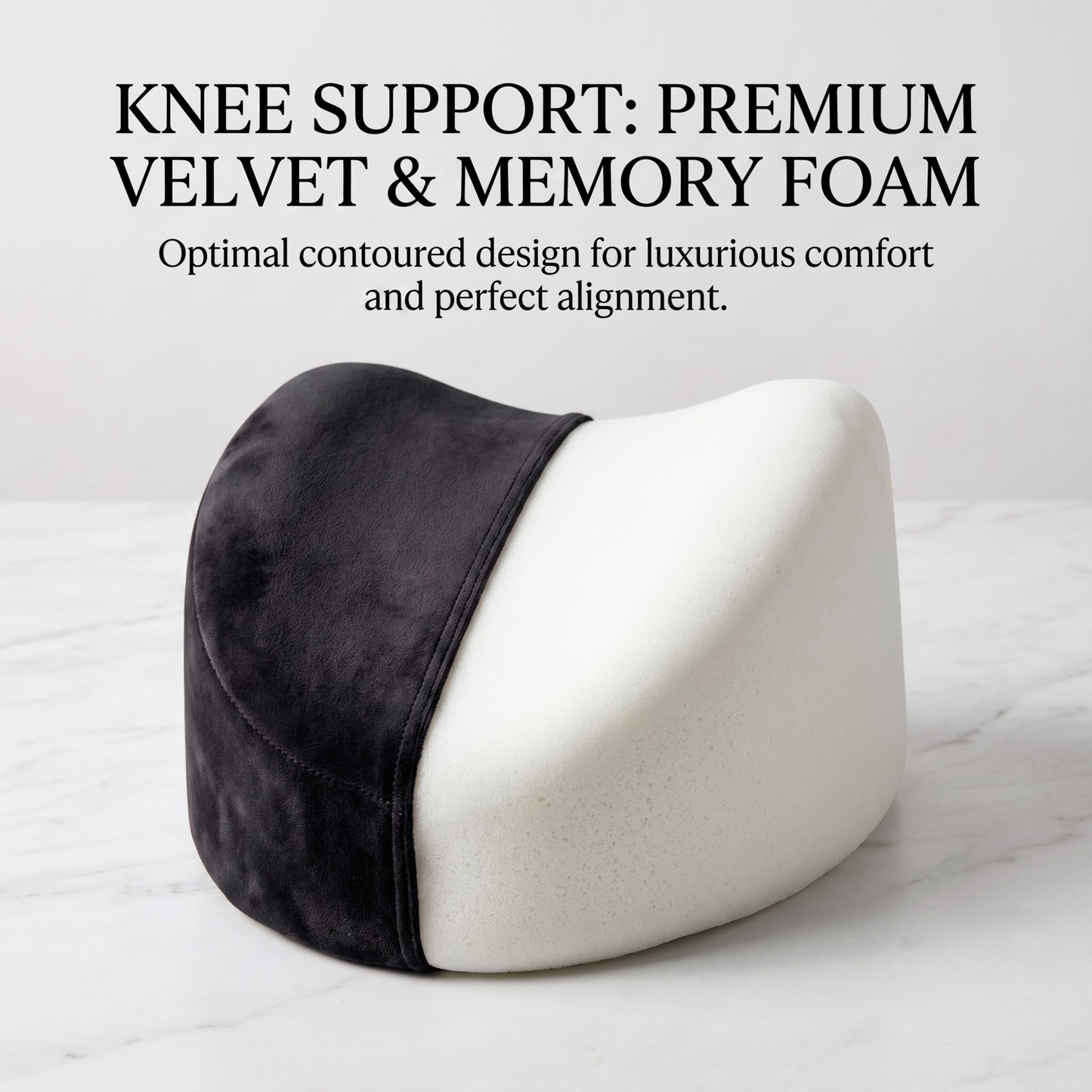 KESHIM Memory Foam Knee Support Pillow for Side Sleeping | Orthopedic Leg Spacer Cushion with Adjustable Strap | Premium Velvet Cover | Knee, Hip, Back & Sciatica Pain Relief | Sleeping Support Cushion