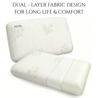 Keshim Memory Foam Pillow Combo with Premium Aloe Vera Fabric Cover | Ergonomic Orthopedic Sleeping Pillow for Neck & Shoulder Support | Soft, Breathable & Pressure-Relieving Pillow - Pack Of 2