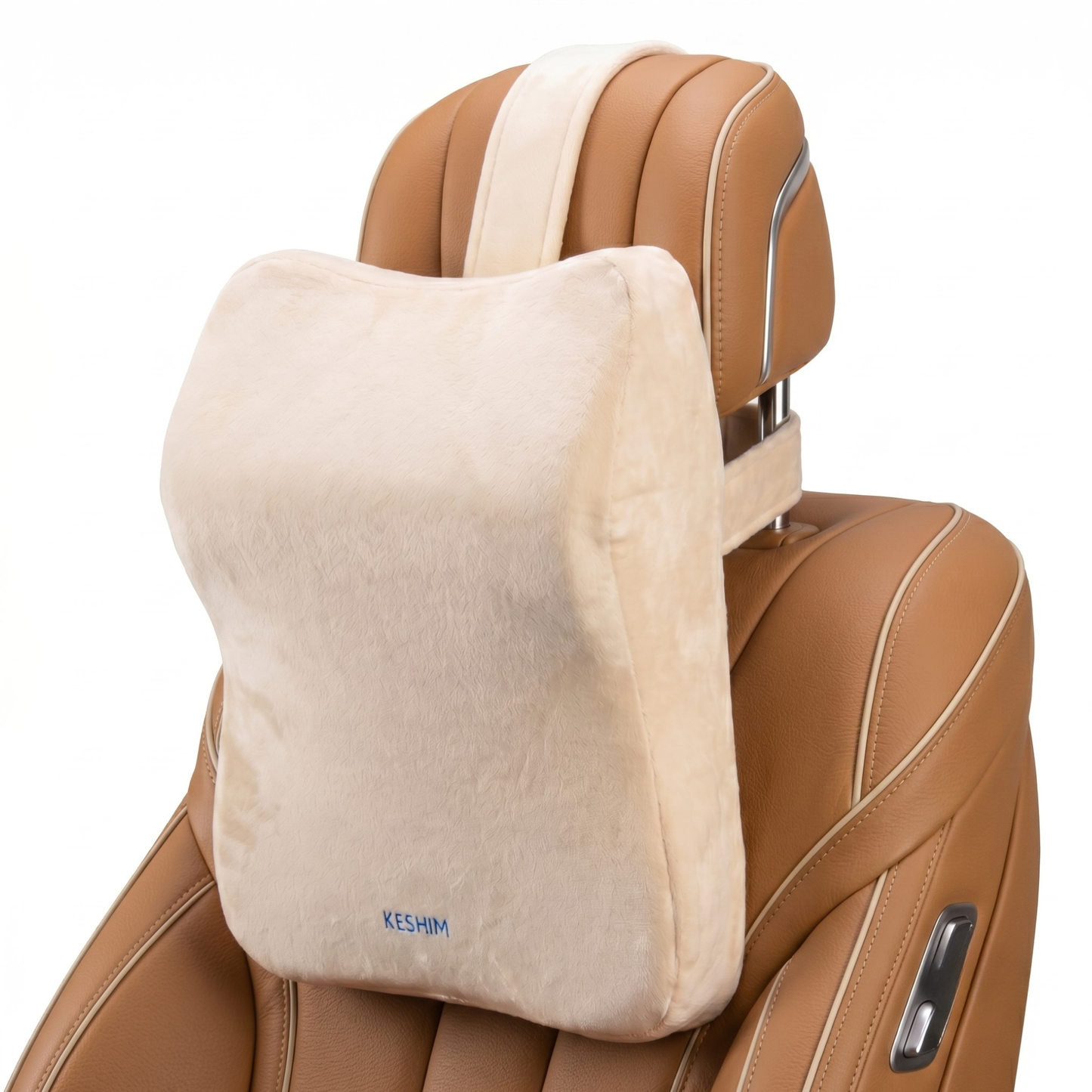 Keshim Luxury Velvet Car Headrest Pillow, Large Soft Memory Foam Seat Headrest Cushion for Driving Comfort, Universal Fit Car Neck & Back Support for Cars, SUVs, Trucks and Travel