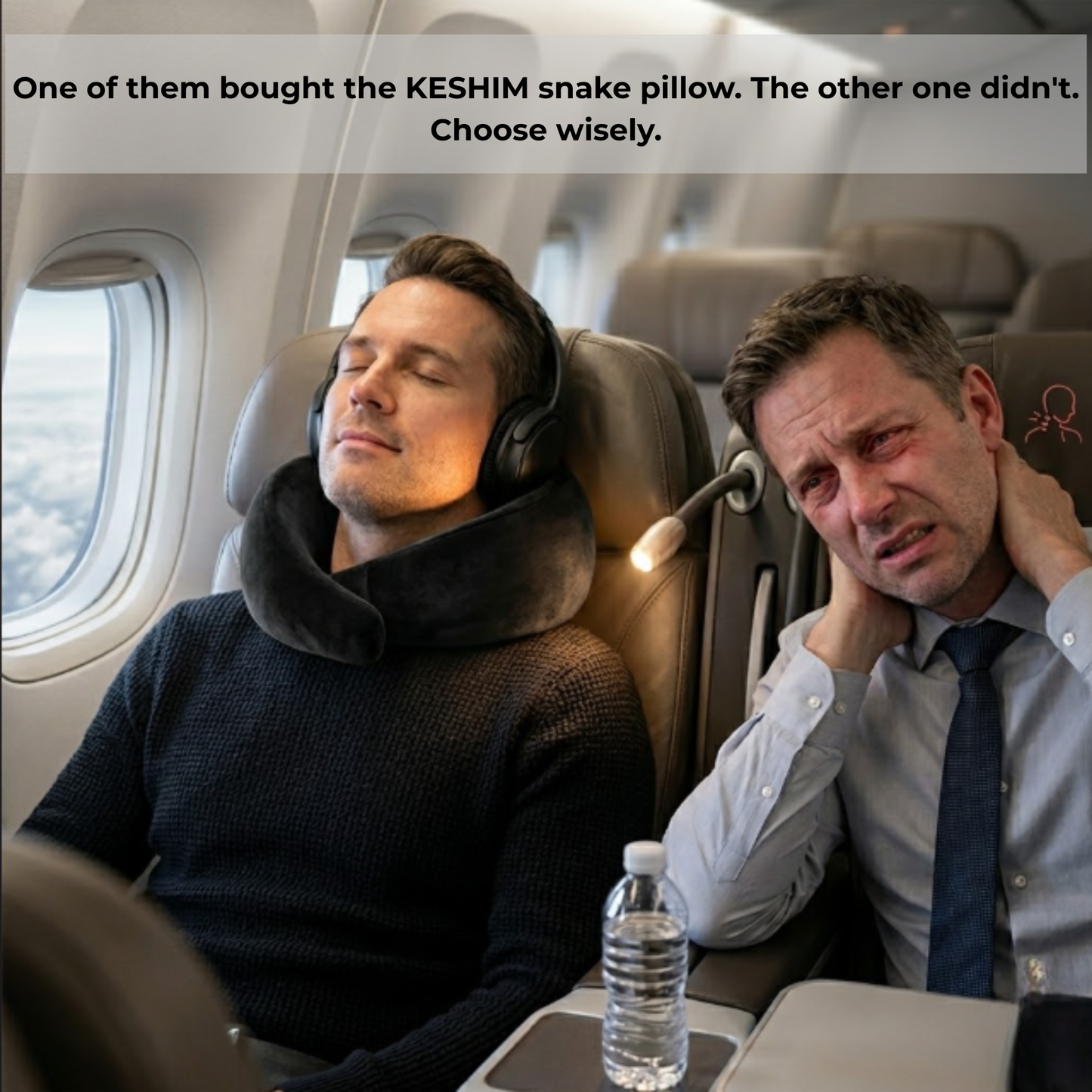 Keshim Memory Foam Travel Neck Pillow for Airplane, Car & Office | Premium Soft Velvet Fabric | Ergonomic 360° Neck Support | Portable Snake Shaped Travel Cushion for Adults and Kids.