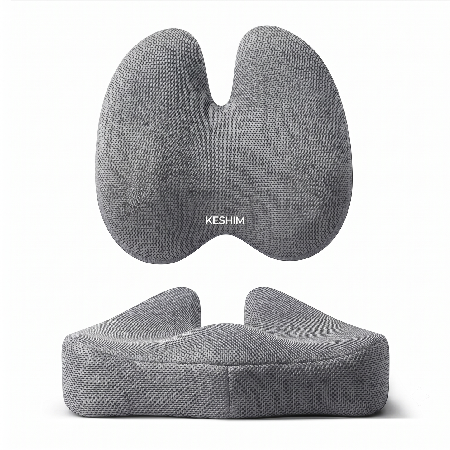 KESHIM Memory Foam Seat Cushion & Lumbar Back Support Combo for Office Chair, Car Seat & Wheelchair | Ergonomic Coccyx Orthopedic Cushion | Premium Air Mesh Breathable Cover | Tailbone, Sciatica & Lower Back Pain Relief