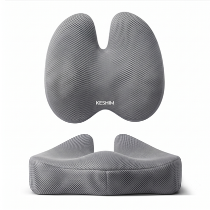 KESHIM Memory Foam Seat Cushion & Lumbar Back Support Combo for Office Chair, Car Seat & Wheelchair | Ergonomic Coccyx Orthopedic Cushion | Premium Air Mesh Breathable Cover | Tailbone, Sciatica & Lower Back Pain Relief