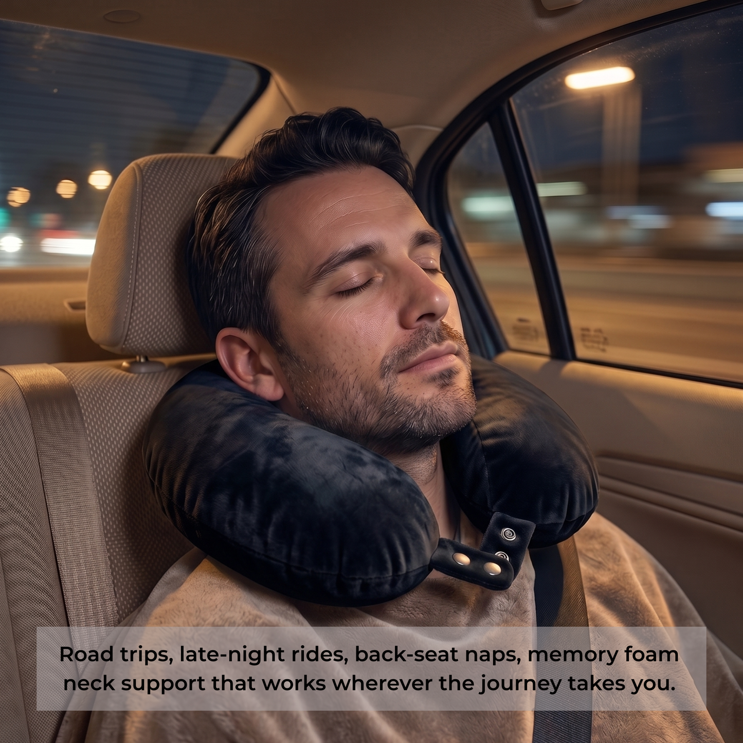 Keshim U-Shaped Memory Foam Travel Neck Pillow for Airplane, Car & Train Travel | Premium Soft Velvet Cover | Ergonomic Neck & Chin Support | Portable Neck Cushion for Adults