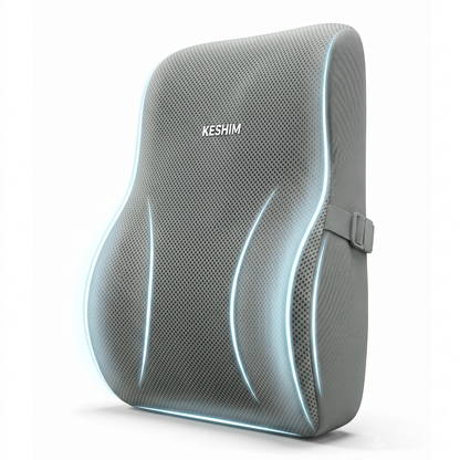 Keshim Memory Foam Lumbar Support Pillow for Office Chair, Car Seat & Gaming Chair – Ergonomic Lower Back Cushion with Premium Breathable Mesh Cover for Back Pain Relief & Posture Support