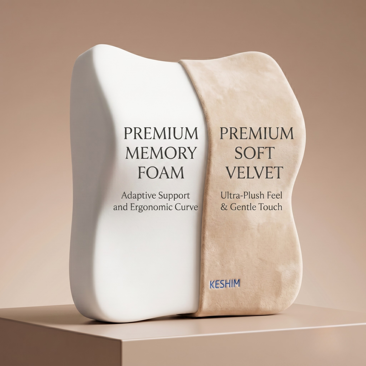 Keshim Luxury Velvet Car Headrest Pillow, Large Soft Memory Foam Seat Headrest Cushion for Driving Comfort, Universal Fit Car Neck & Back Support for Cars, SUVs, Trucks and Travel