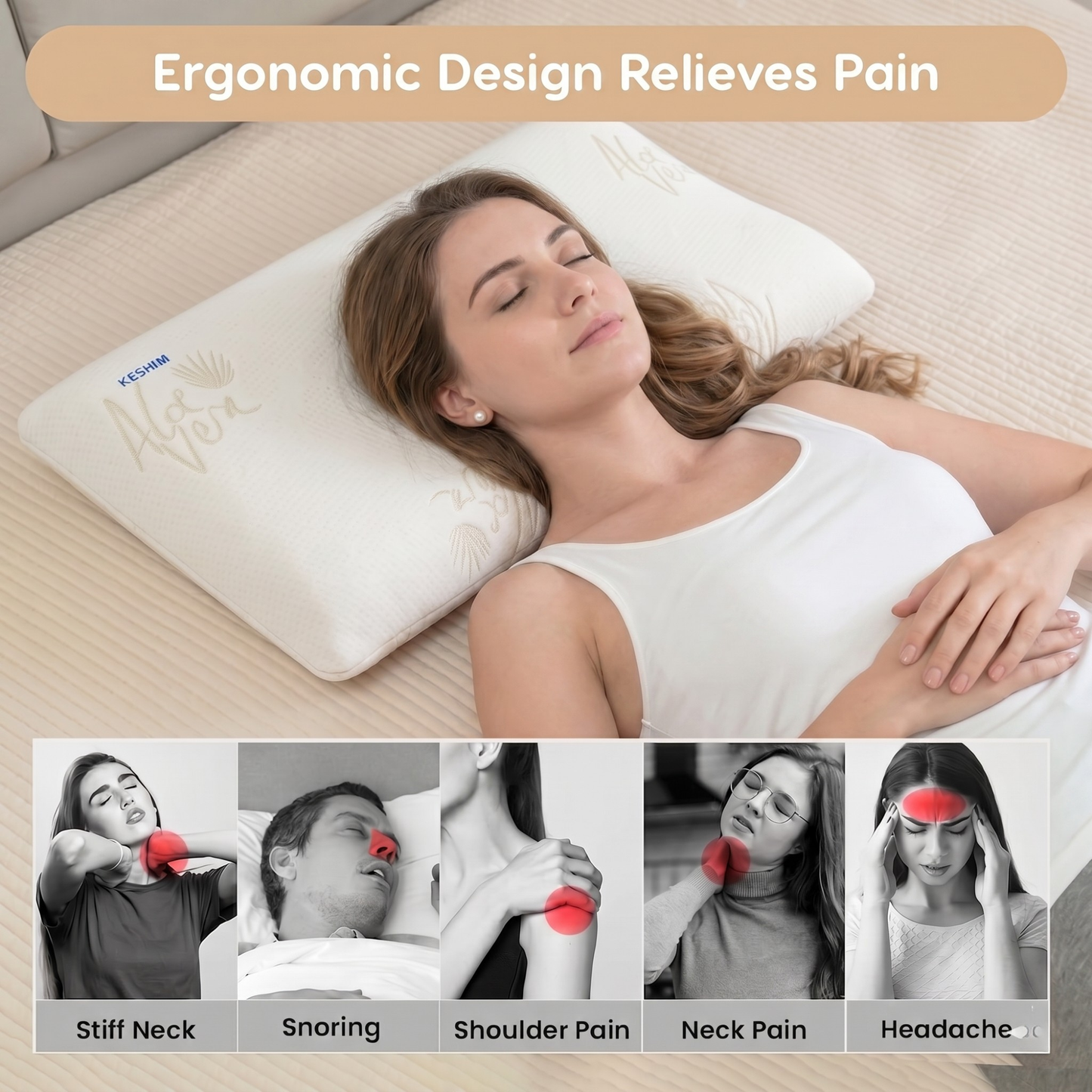 Keshim Slim Memory Foam Pillow – Soft, Breathable & Pressure-Relieving - Image 7 - Keshim
