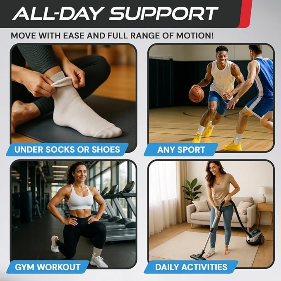 Keshim Ankle Support with Adjustable Binder Strap for Men & Women | Compression Anklet Brace for Sprains, Sports Injury Recovery, Running, Gym & Daily Wear | Breathable Elastic Fabric