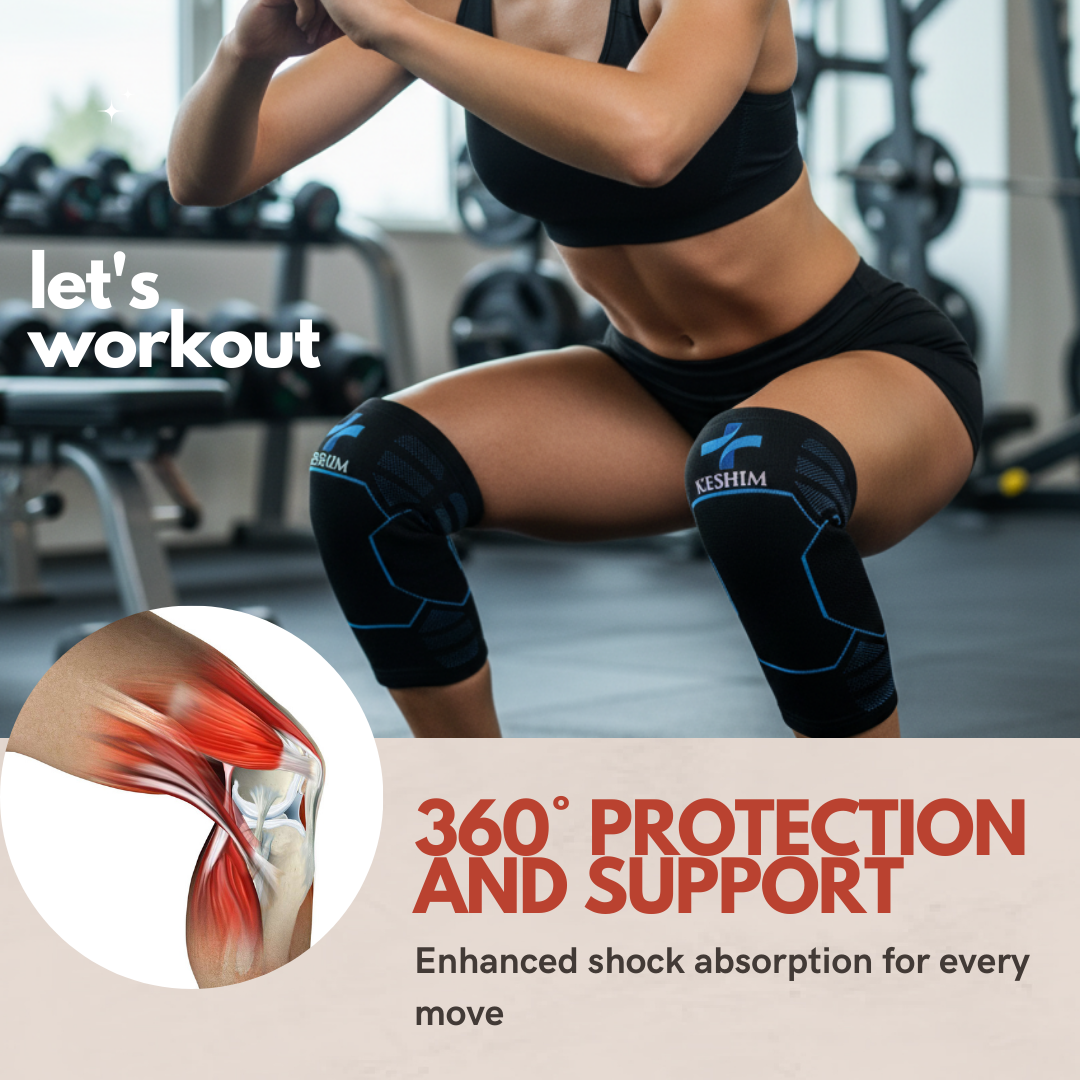 Keshim Knee Support Sleeve (Pair) for Men & Women | Premium Nylon Compression Knee Cap for Running, Gym, Sports, Joint Pain Relief & Daily Support | Breathable Stretch Fabric