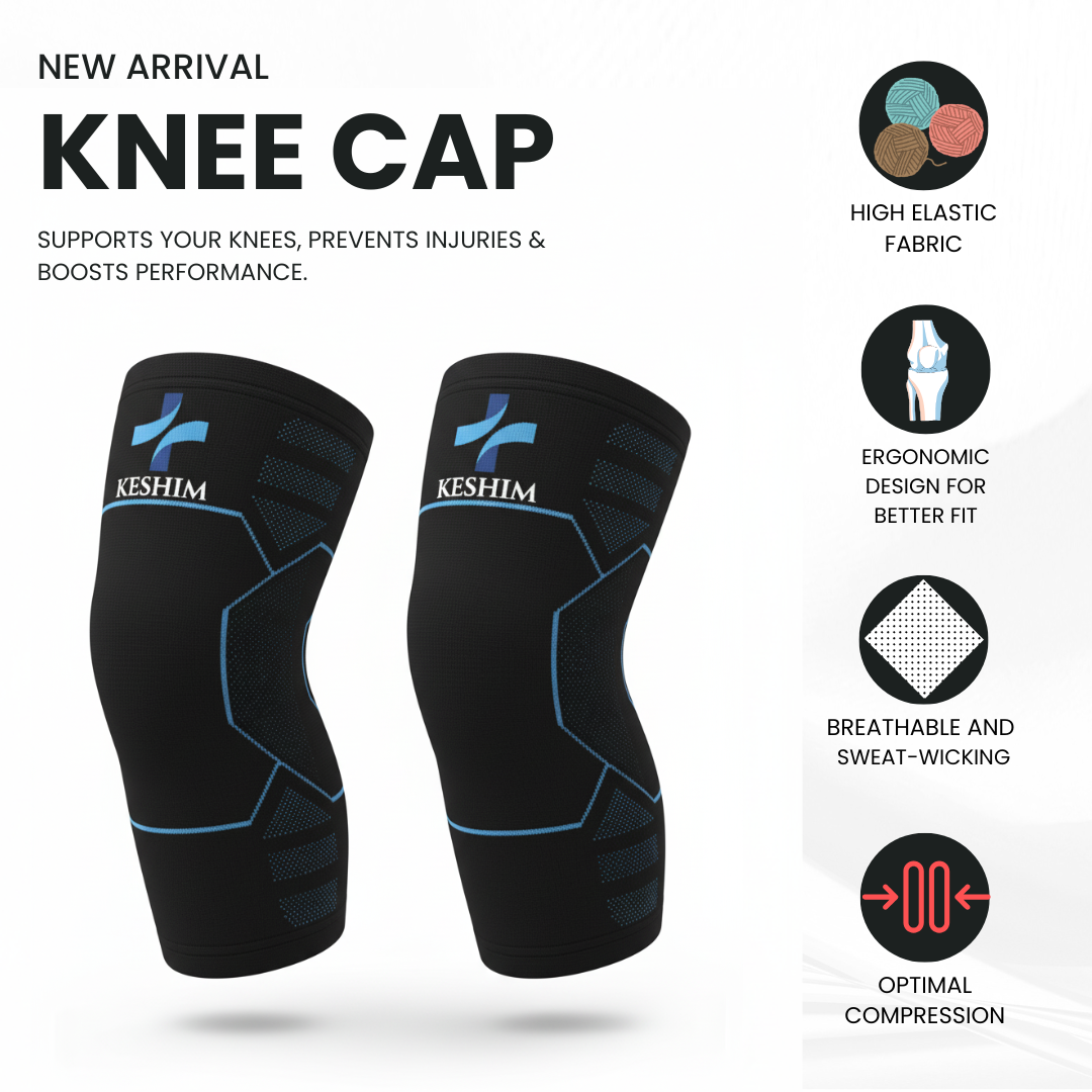 Keshim Knee Support Sleeve (Pair) for Men & Women | Premium Nylon Compression Knee Cap for Running, Gym, Sports, Joint Pain Relief & Daily Support | Breathable Stretch Fabric
