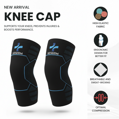 Keshim Knee Support Sleeve (Pair) for Men & Women | Premium Nylon Compression Knee Cap for Running, Gym, Sports, Joint Pain Relief & Daily Support | Breathable Stretch Fabric