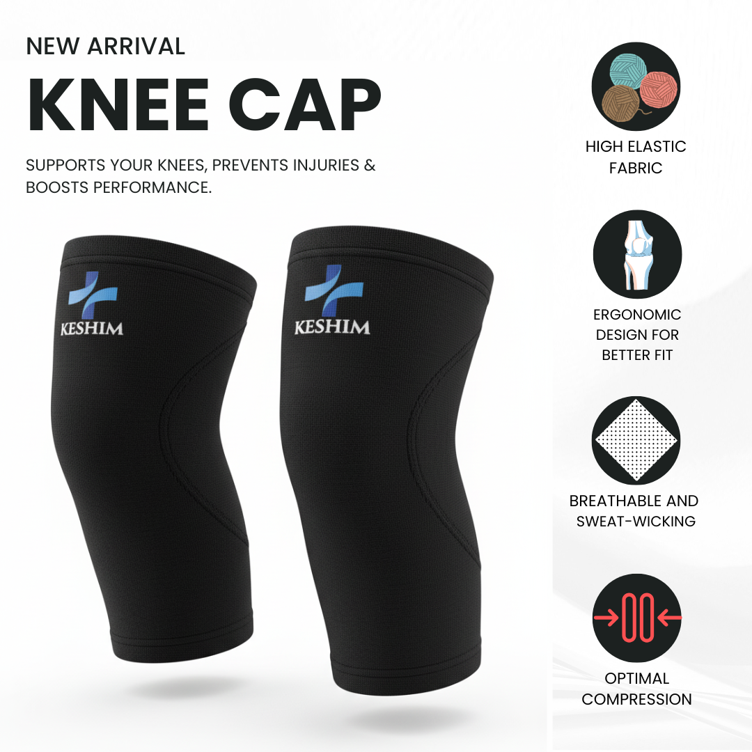 Keshim Knee Support Sleeve (Pair) for Men & Women | Premium Nylon Compression Knee Cap for Running, Gym, Sports, Joint Pain Relief & Daily Support | Breathable Stretch Fabric