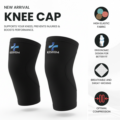 Keshim Knee Support Sleeve (Pair) for Men & Women | Premium Nylon Compression Knee Cap for Running, Gym, Sports, Joint Pain Relief & Daily Support | Breathable Stretch Fabric