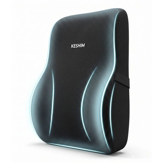 Keshim Memory Foam Lumbar Support Pillow for Office Chair, Car Seat & Gaming Chair – Ergonomic Lower Back Cushion with Premium Breathable Mesh Cover for Back Pain Relief & Posture Support
