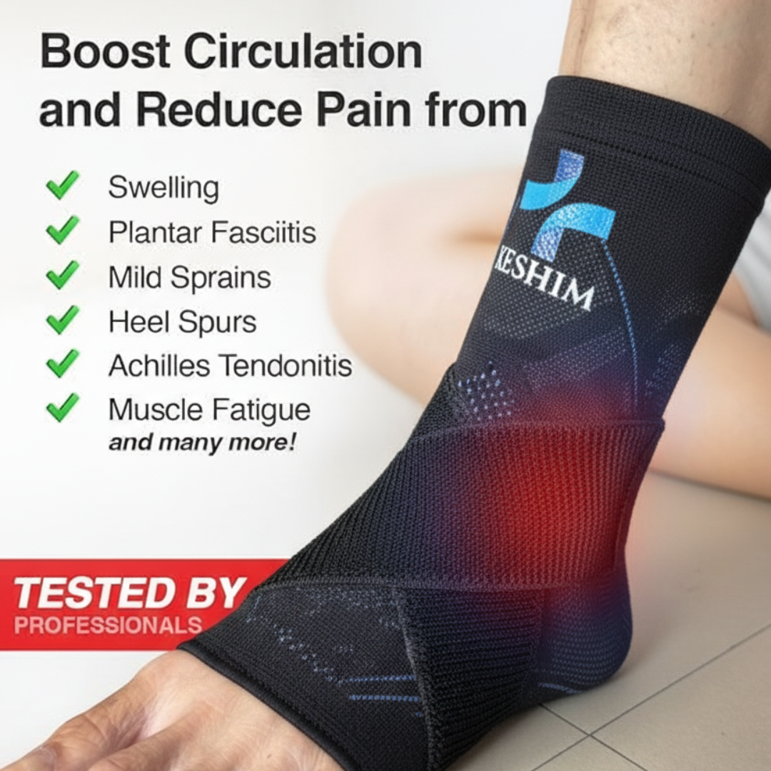Keshim Ankle Support with Adjustable Binder Strap for Men & Women | Compression Anklet Brace for Sprains, Sports Injury Recovery, Running, Gym & Daily Wear | Breathable Elastic Fabric
