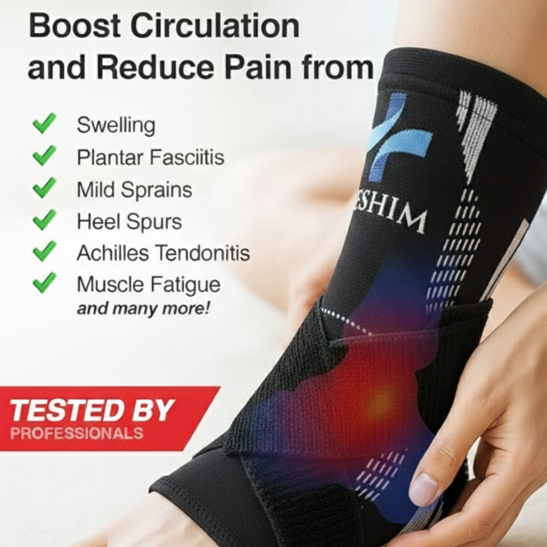 Keshim Ankle Support with Adjustable Binder Strap for Men & Women | Compression Anklet Brace for Sprains, Sports Injury Recovery, Running, Gym & Daily Wear | Breathable Elastic Fabric