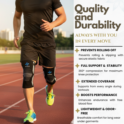 Keshim Knee Support Sleeve (Pair) for Men & Women | Premium Nylon Compression Knee Cap for Running, Gym, Sports, Joint Pain Relief & Daily Support | Breathable Stretch Fabric