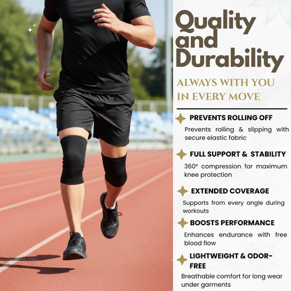 Keshim Knee Support Sleeve (Pair) for Men & Women | Premium Nylon Compression Knee Cap for Running, Gym, Sports, Joint Pain Relief & Daily Support | Breathable Stretch Fabric