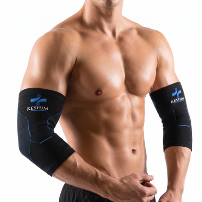 Keshim Elbow Support Sleeve for Men & Women | Premium Nylon Compression Elbow Cap for Tennis Elbow, Joint Pain, Gym, Sports & Daily Activities | Breathable Stretch Fabric (1 Pair)